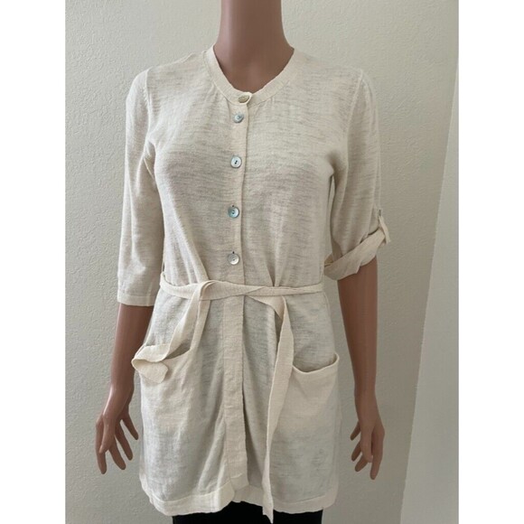 PARADIS TERRE Knitwear/Sweater Ivory Button Down and Belted - Picture 1 of 7
